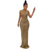 See Through Women Sexy Backless Hot Diamond Elegant Party Dress X5259