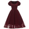 Lace Puffy Sleeves Night For Ladies Single Row Buttons Dresses CD1790