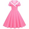 Polka Dots V Neck Women Casual Royal Blue Prom Spring Dresses JY15122