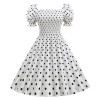 Square Neck Short Sleeve Retro Wave Point Satin Wedding Ladies DressJY15093