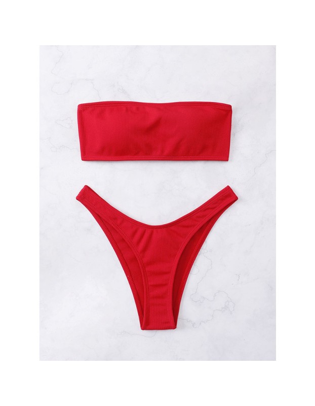 Solid Color Swimwear Swimsuit Strap Split Sexy Bikini Set A2204