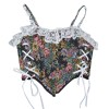 Vintage Corset Bustier Tops Y2K French Style Women Floral Print Overbust Corselet M21647