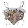 Vintage Corset Bustier Tops Y2K French Style Women Floral Print Overbust Corselet M21647
