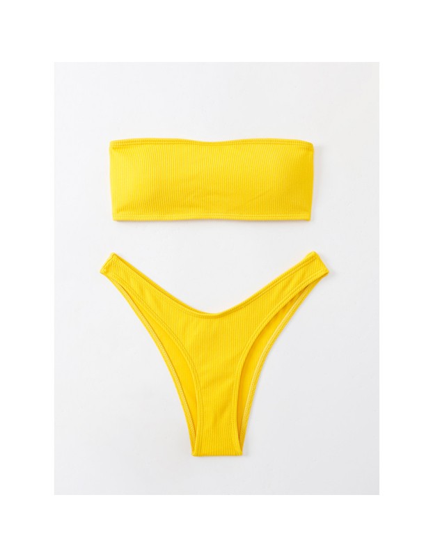 Solid Color Swimwear Swimsuit Strap Split Sexy Bikini Set A2204