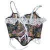Vintage Corset Bustier Tops Y2K French Style Women Floral Print Overbust Corselet M21647