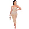 Mesh Club Sexy Diamond Encrusted Halter Womens Dresses X3805