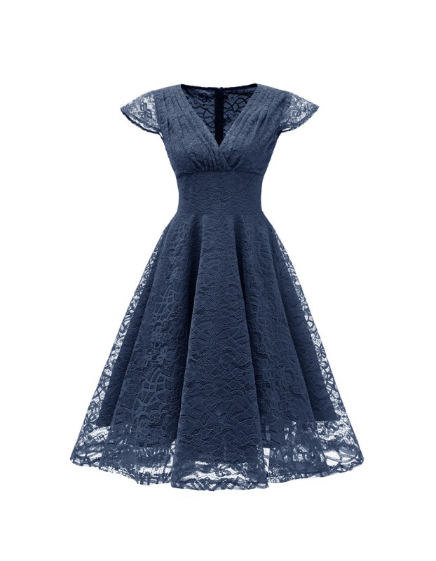 Wedding Party Retro Slim Ladies Formal  Lace Mesh Dress CD1717