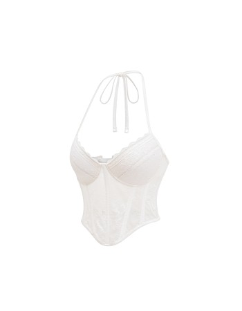 White Women Bustier Neckline Lace Sexy Fishbone Light Luxury Thin Shapewear Top Strap Corset AM22059