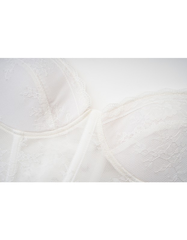 White Women Bustier Neckline Lace Sexy Fishbone Light Luxury Thin Shapewear Top Strap Corset AM22059