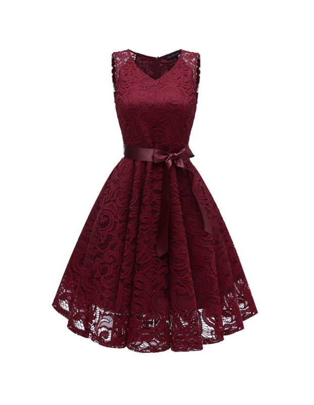 Big Swing Mesh Sexy Women Lace Modest  V-Neck Evening Dresses CD1592