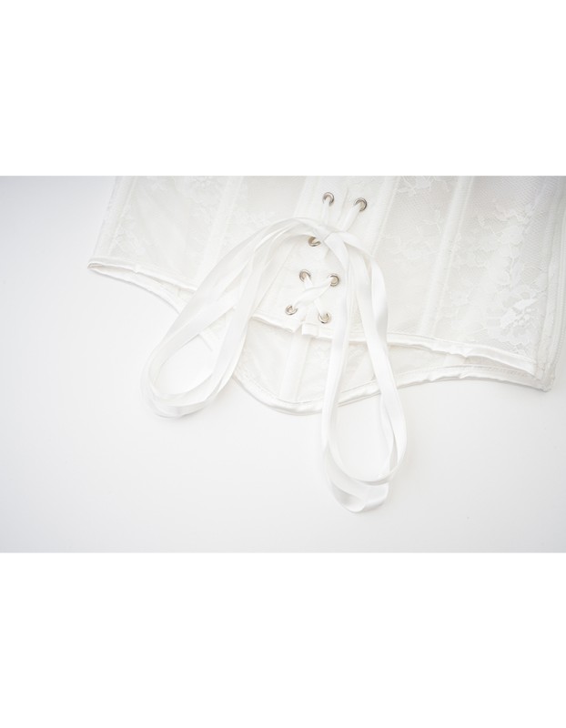 White Women Bustier Neckline Lace Sexy Fishbone Light Luxury Thin Shapewear Top Strap Corset AM22059