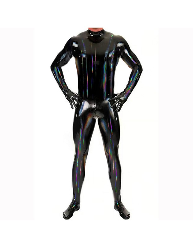 Mens Sexy PVC Leather Bodysuit Wet Look Bottom Crotch Zip Full Coat Zentai Tight Catsuit Jumpsuits XX6919