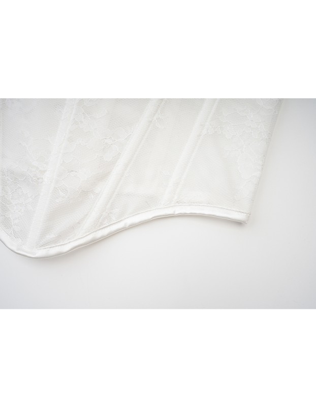 White Women Bustier Neckline Lace Sexy Fishbone Light Luxury Thin Shapewear Top Strap Corset AM22059