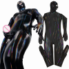 Men's Black Prisoner PU Magic Jumpsuit Fun Role Play Leather Prisoner Costume Cosplay XX1331