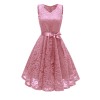 Big Swing Mesh Sexy Women Lace Modest  V-Neck Evening Dresses CD1592
