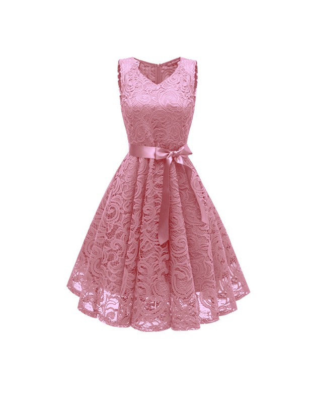 Big Swing Mesh Sexy Women Lace Modest  V-Neck Evening Dresses CD1592