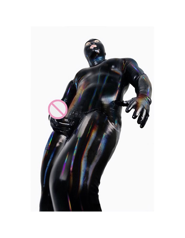 Men's Black Prisoner PU Magic Jumpsuit Fun Role Play Leather Prisoner Costume Cosplay XX1331
