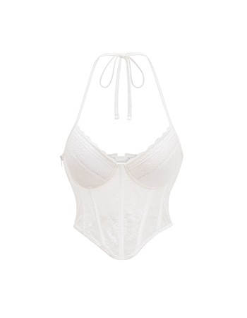 White Women Bustier Neckline Lace Sexy Fishbone Light Luxury Thin Shapewear Top Strap Corset AM22059
