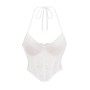 White Women Bustier Neckline Lace Sexy Fishbone Light Luxury Thin Shapewear Top Strap Corset AM22059