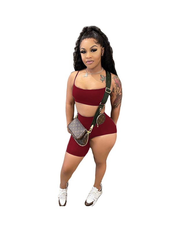 Sling Top Sexy Tube Top And Shorts Set Two Piece Summer M046