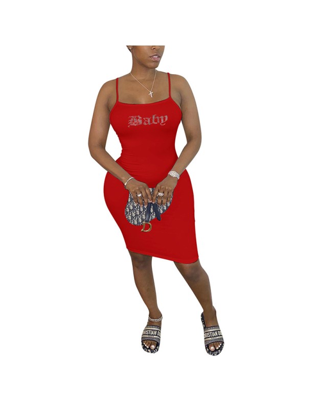 sexy slim-fit rhinestone sling elastic bodycon mini dress M30153
