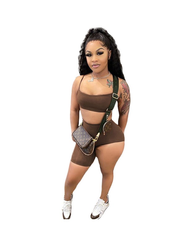 Sling Top Sexy Tube Top And Shorts Set Two Piece Summer M046