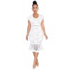 round neck lace mermaid  see-through  party midi dress M30173
