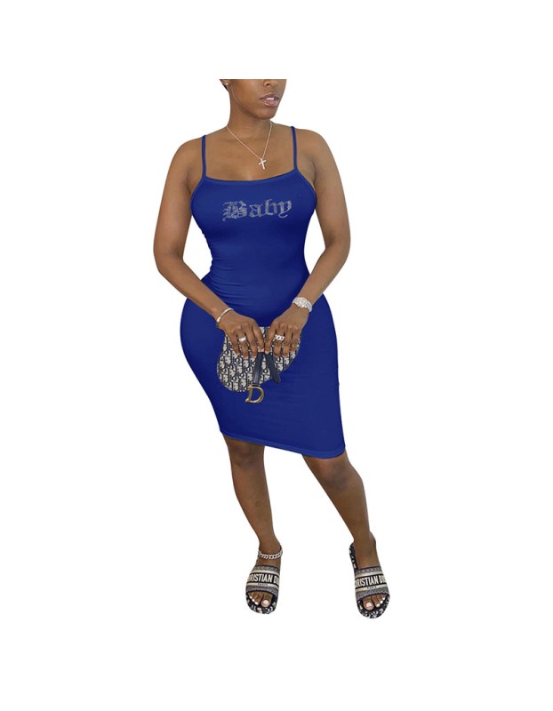 sexy slim-fit rhinestone sling elastic bodycon mini dress M30153
