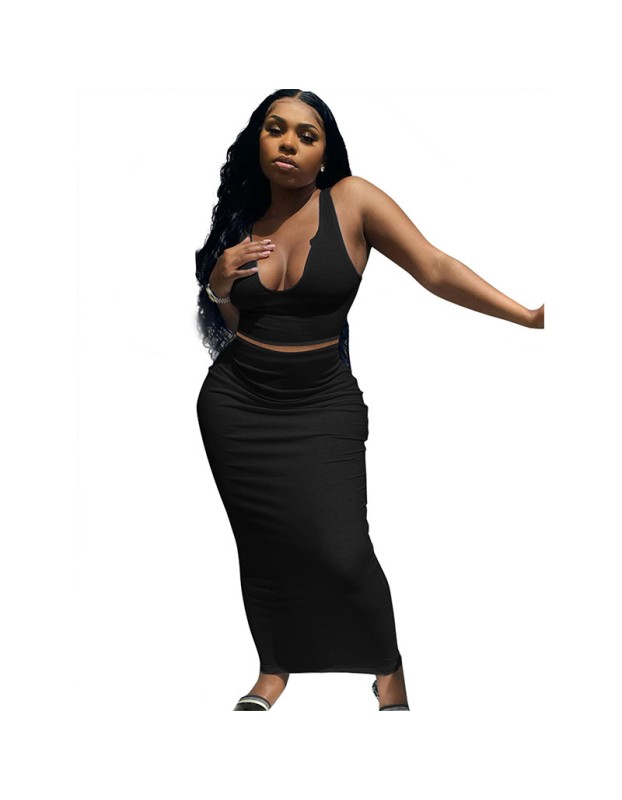 women vest short sexy outfit clothes hanging neck two piece skirt set M30174