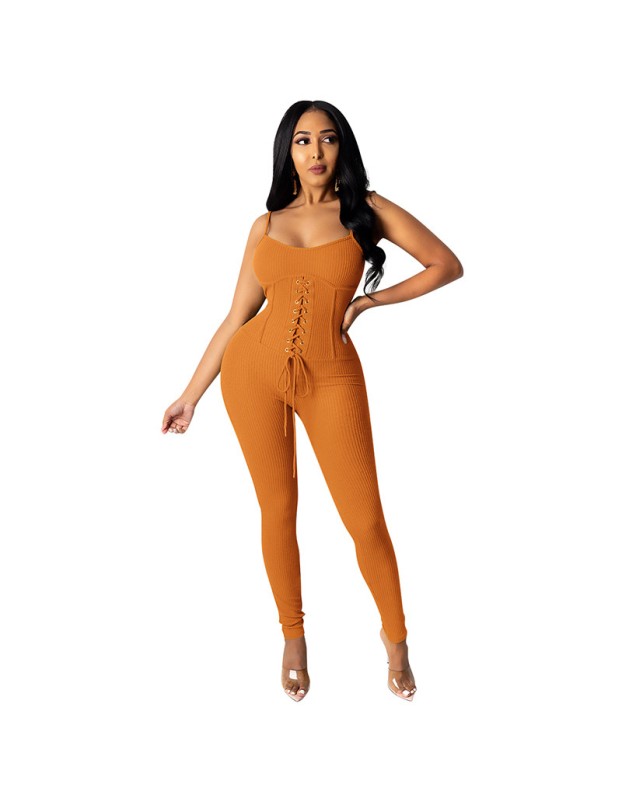 sleeveless leggings knit romper women jumpsuit M30139