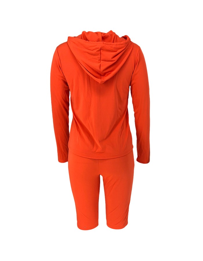 S-2XL hooded zipper sweater tights two-piece sports suit 9253