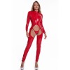 Open Crotch One-Piece Leather Bodycon Jumpsuit Sexy Bodysuit Set XX6810