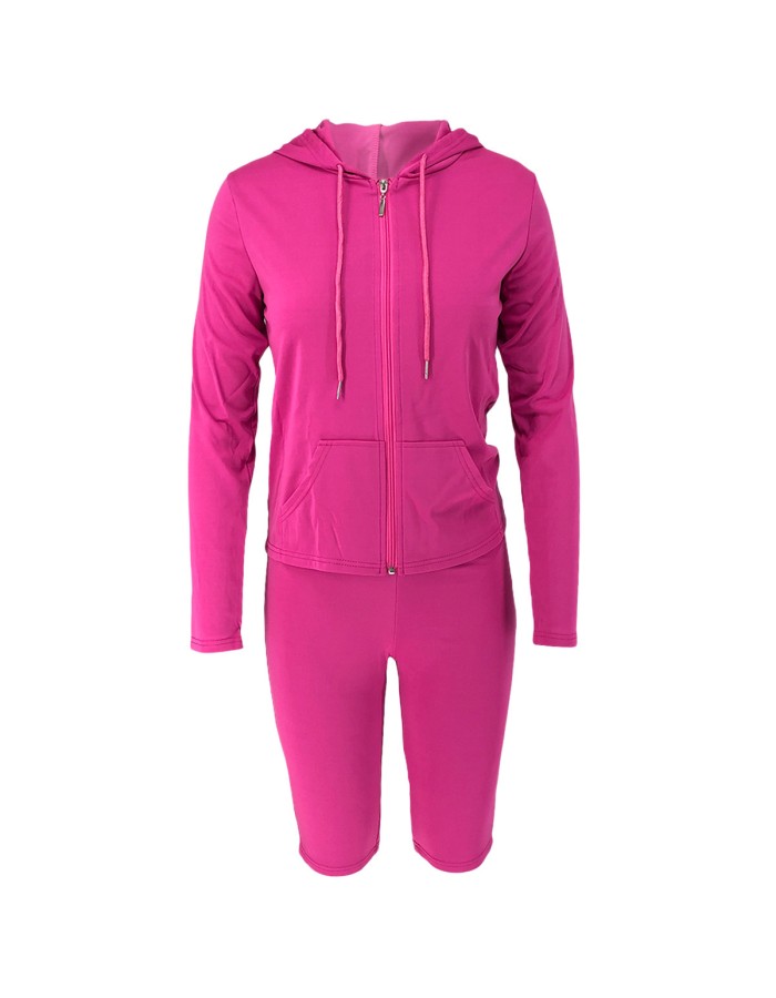 S-2XL hooded zipper sweater tights two-piece sports suit 9253