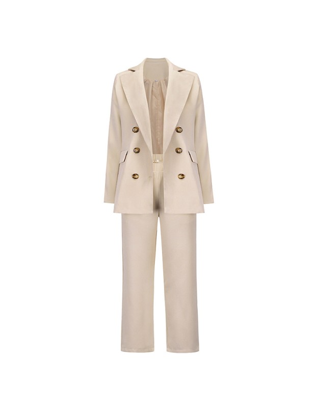 Large Lapel Office Set Casual Straight Long Pants Suit  Blazer Women LQ159