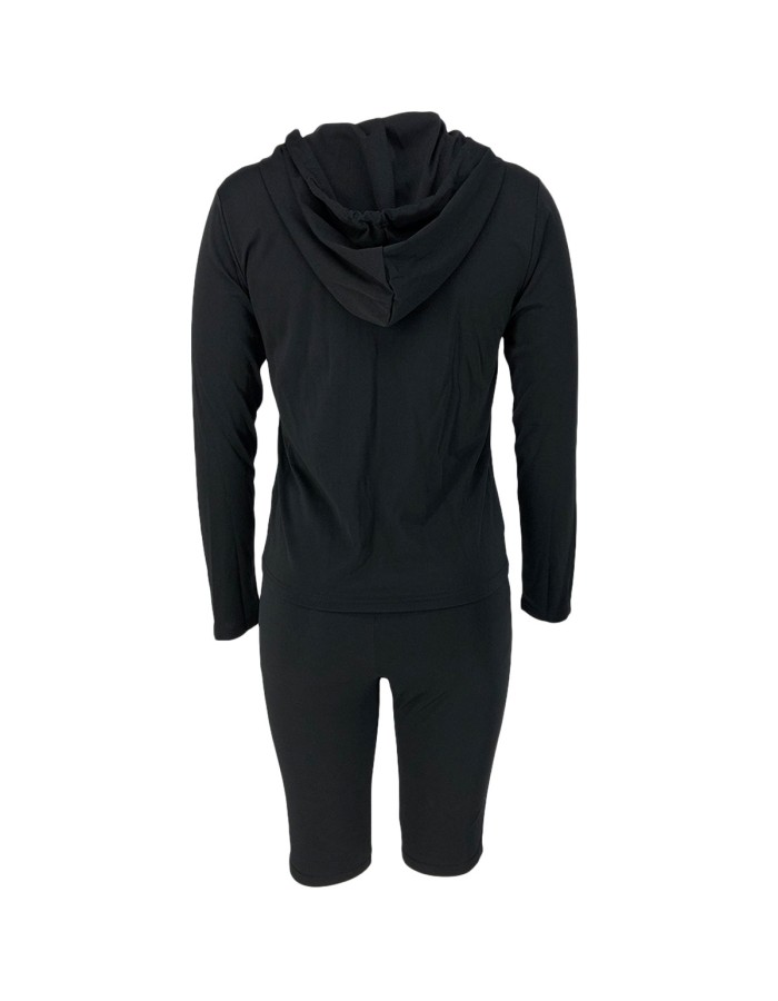 S-2XL hooded zipper sweater tights two-piece sports suit 9253