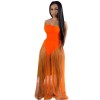 see-through with wrapped chest multicolor strapless summer net dress M30167