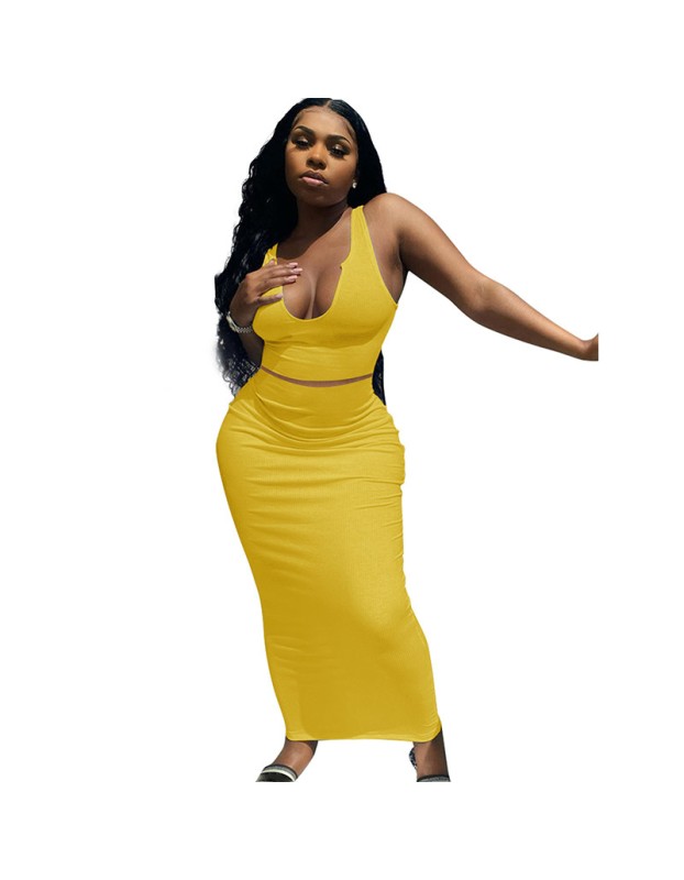 women vest short sexy outfit clothes hanging neck two piece skirt set M30174