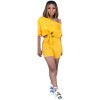 Solid Cotton T Shirts And Shorts Women Two Piece Set M9163
