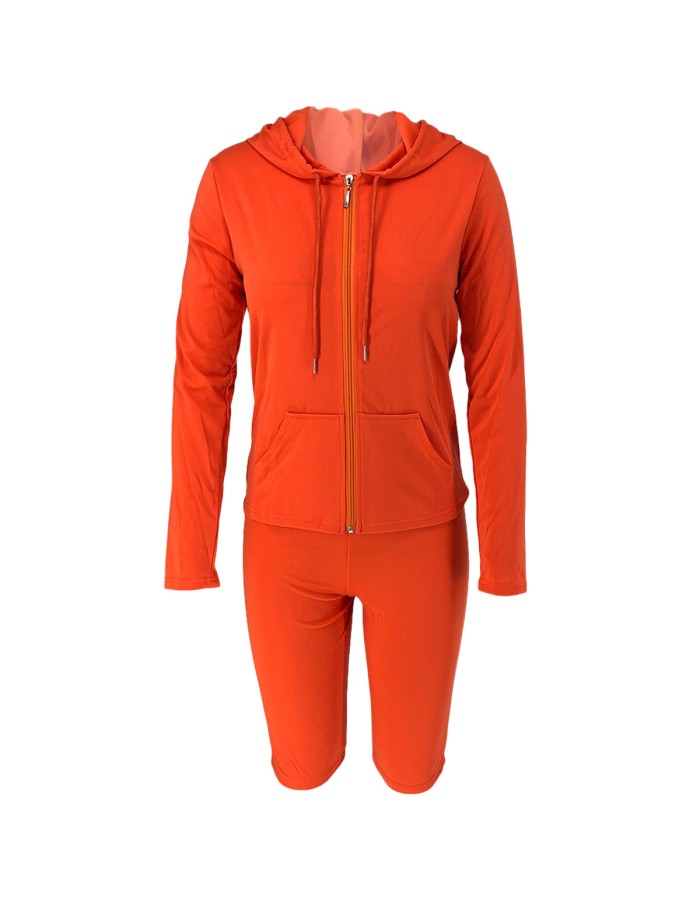 S-2XL hooded zipper sweater tights two-piece sports suit 9253