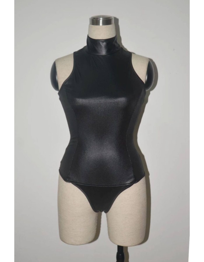 Womens Faux Leather Restraint Hands Sexy Bodysuit XX6650