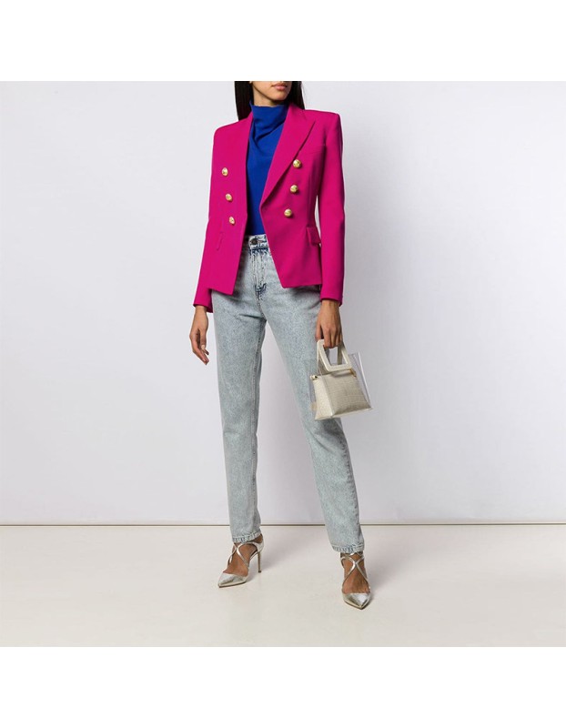 Short Suit Jacket Double Breasted Top Coat Solid Color Women Blazer H2013