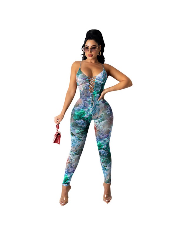 sleeveless bodycon halter top romper jumpsuit M30126