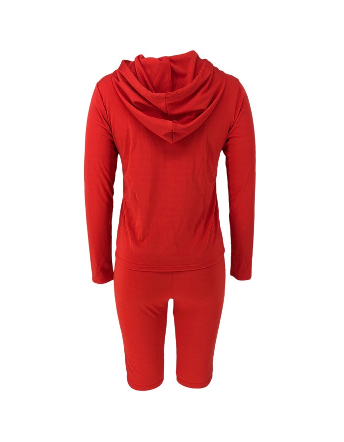 S-2XL hooded zipper sweater tights two-piece sports suit 9253