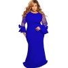 Plus Size Mesh Ruffle Sleeve Elegant Women Wedding Party Maxi Dress M3117