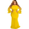 Plus Size Mesh Ruffle Sleeve Elegant Women Wedding Party Maxi Dress M3117