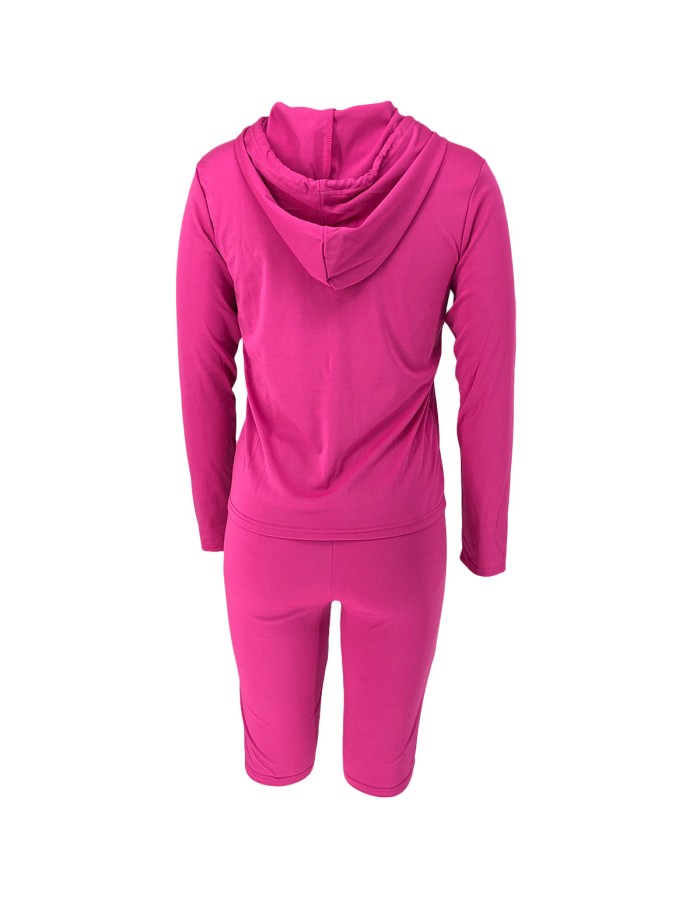 S-2XL hooded zipper sweater tights two-piece sports suit 9253