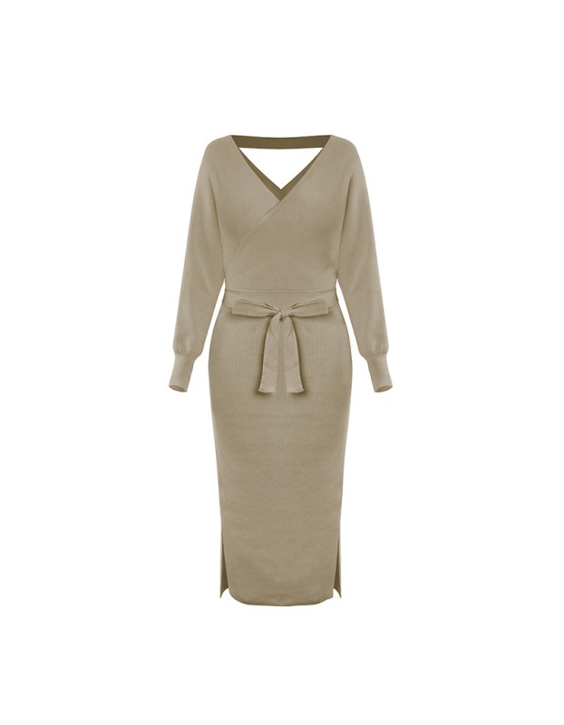 Autumn And Winter Casual Knit Wool Dress Women Clothing DM1902