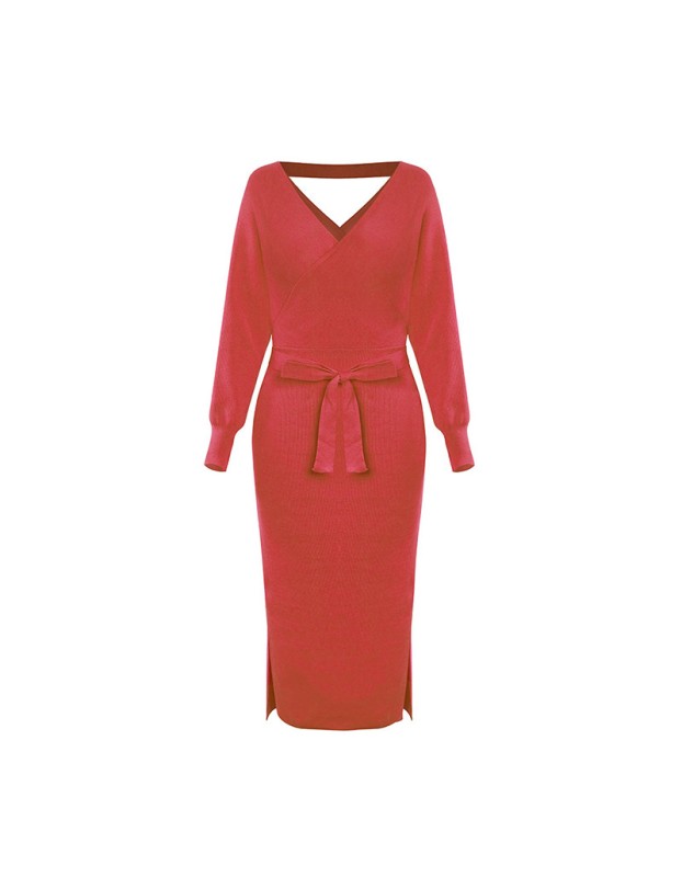 Autumn And Winter Casual Knit Wool Dress Women Clothing DM1902