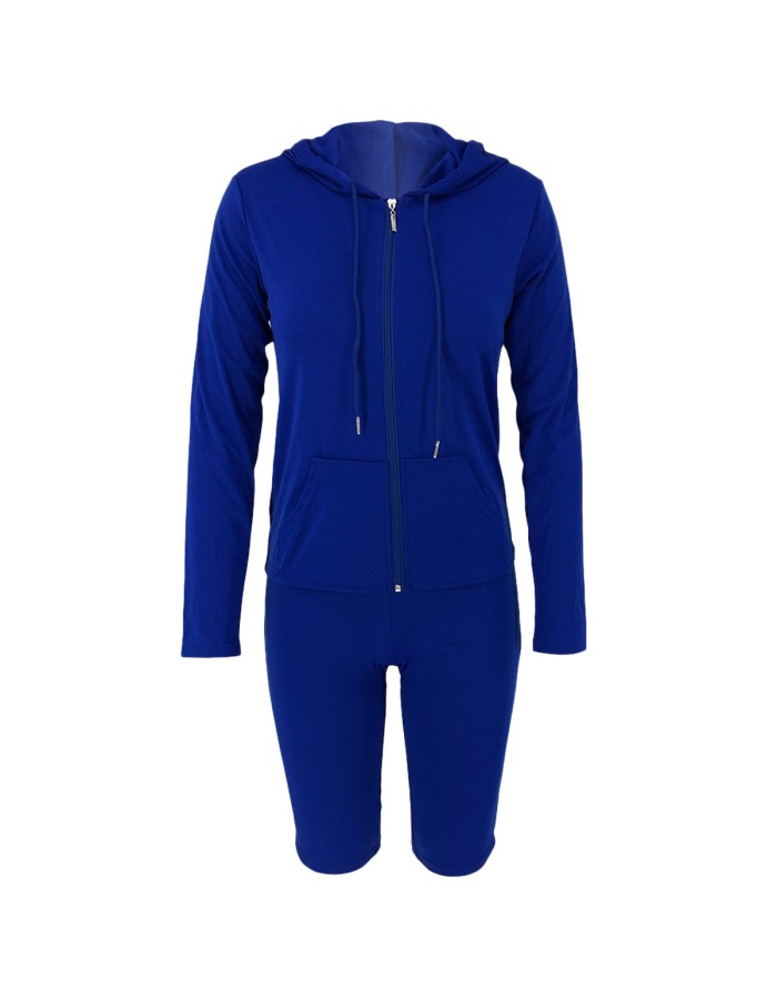 S-2XL hooded zipper sweater tights two-piece sports suit 9253