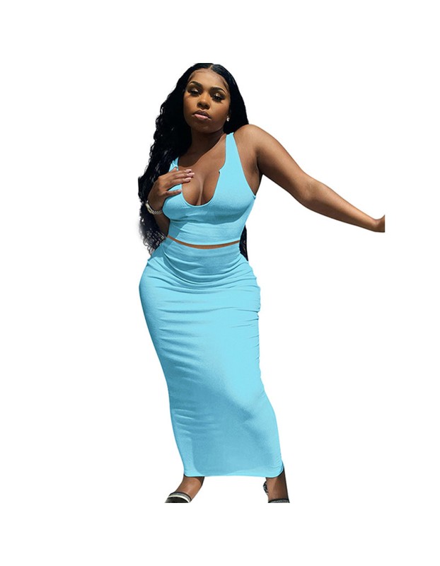 women vest short sexy outfit clothes hanging neck two piece skirt set M30174